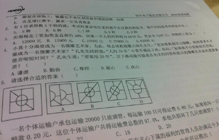 2014长沙恒生电子校招笔试题-技术开发类(图)
